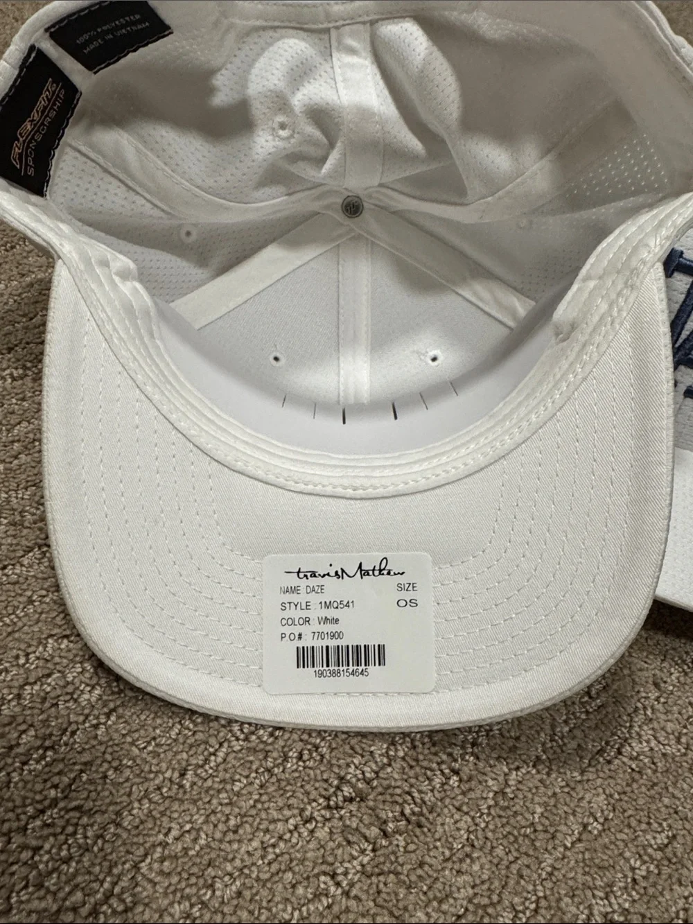 Travis Mathew White Snapback Hat with Navy TM Logo (Set of 2)